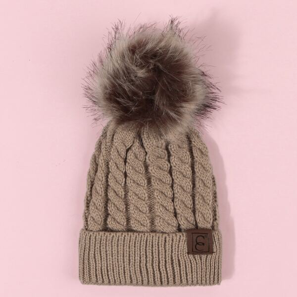 

Toddler Kids Pom Pom Decor Knit Beanie, Khaki
