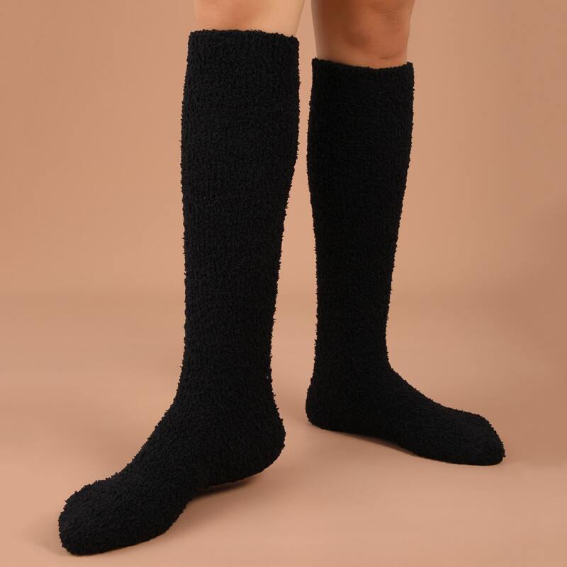 

Plain Fleece Floor Socks, Black