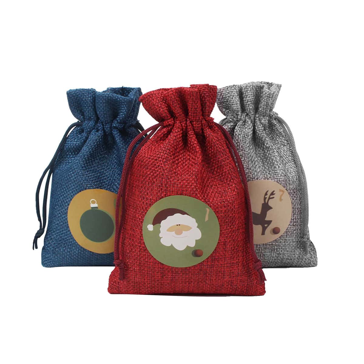 

24pcs Christmas Party Gift Bag & Clip & Rope & Sticker, Multicolor