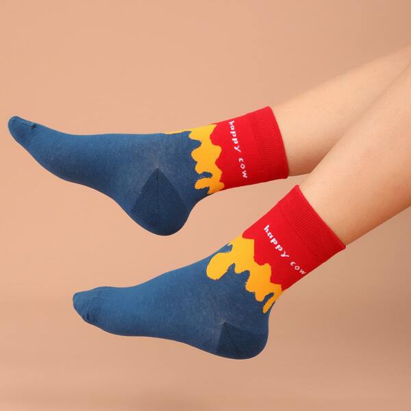 

Color Block Graphic Socks, Multicolor
