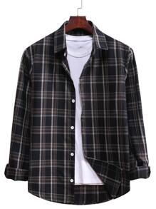 Manfinity Hypemode Men Plaid Curved Hem Shirt Without Tee - Multicolor - View 1