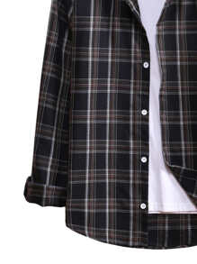 Manfinity Hypemode Men Plaid Curved Hem Shirt Without Tee - Multicolor - View 3
