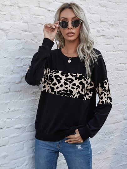 SHEIN LUNE Sudadera de hombros caídos con estampado de dibujo