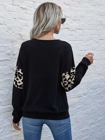 SHEIN LUNE Sudadera de hombros caídos con estampado de dibujo