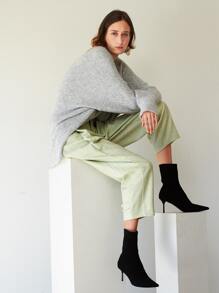 MOTF PREMIUM 寬鬆落肩羅紋針織毛衣 - 淺灰色 - 查看 4