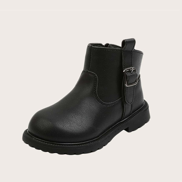 

Toddler Girls Buckle Decor Ankle Boots, Black