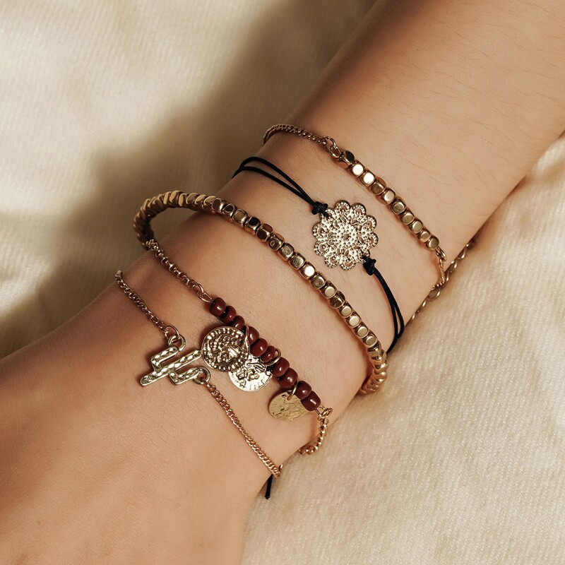 

5pcs Cactus Charm Bracelet, Multicolor