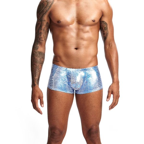

Men Crocodile Metallic Boxer Brief, Blue