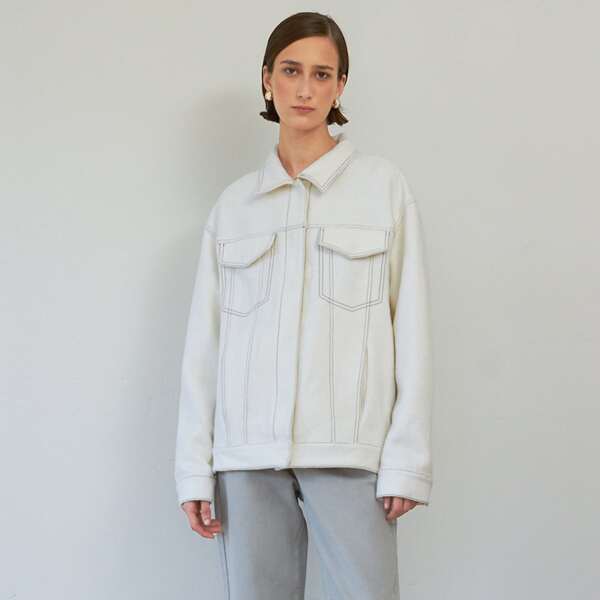 

WOOL MIX OVERSIZED UTILITY OVERSHIRT, Beige