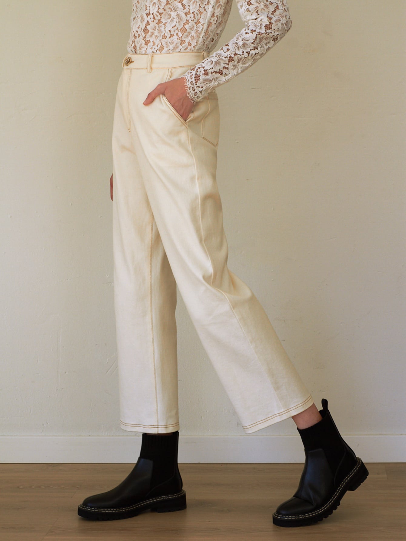 SPANDEX HIGH WAIST STRAIGHT LEG PANTS thumbnail