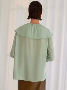SHEIN Jabot Collar Button Front Blouse