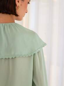 SHEIN Jabot Collar Button Front Blouse