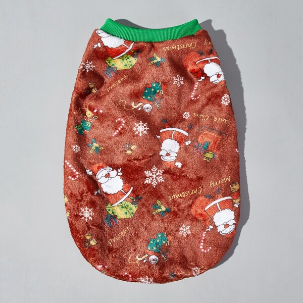 

Christmas Santa Pattern Dog Sweatshirt, Brown