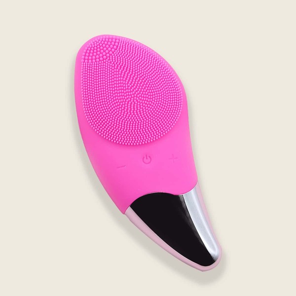 

1pc Silicone Two Tone Facial Cleansing Brush, Hot pink