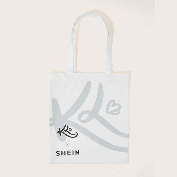 

Kimberly x SHEIN Co-branded Canvas Bag, White