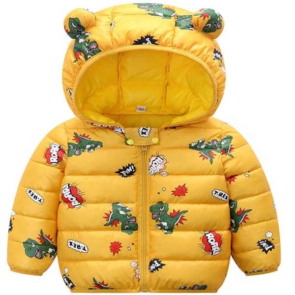 

Toddler Boys Dinosaur Print Padded Jacket, Yellow
