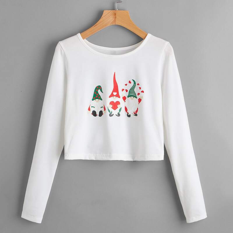 

Christmas Santa Claus Pattern Tee, White
