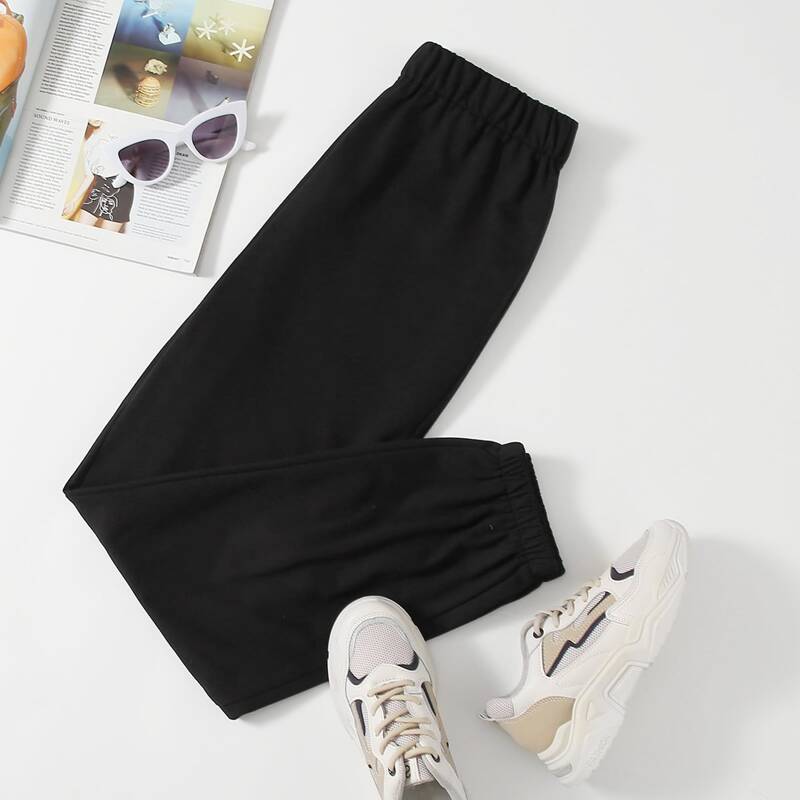

Christmas Santa Claus Graphic Pocket Sweatpants, Black