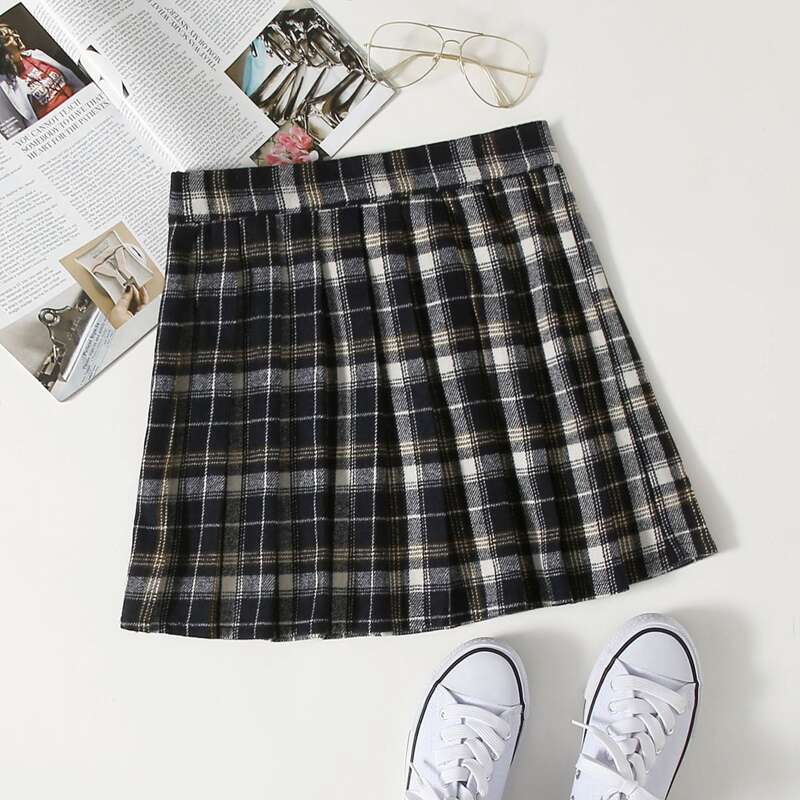 

Plaid Pleated Skirt, Multicolor