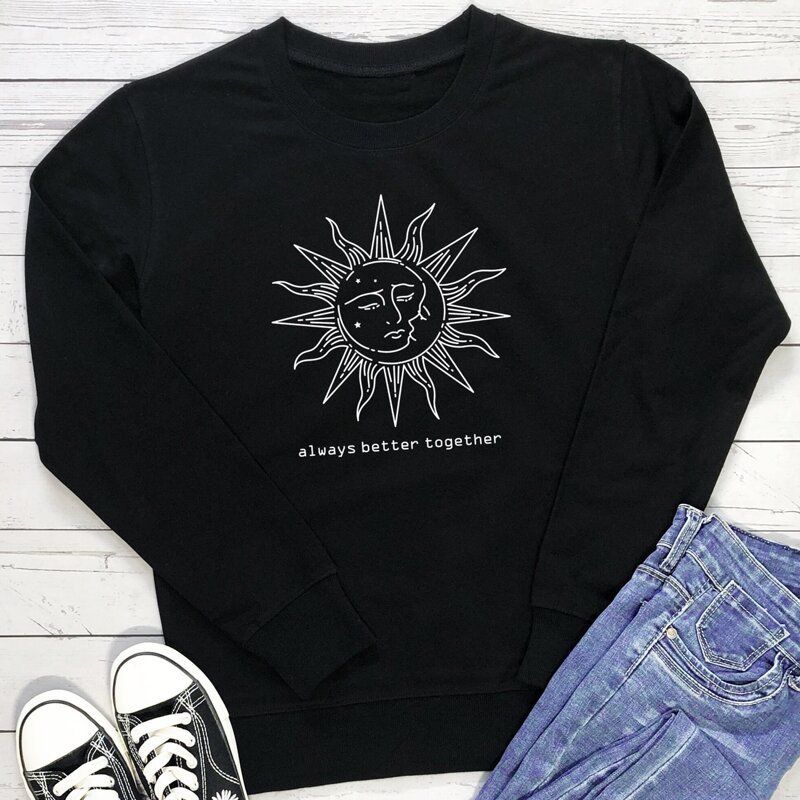 

Sun & Letter Graphic Sweatshirt, Black