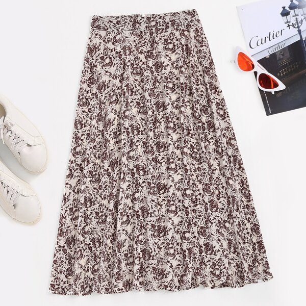 

All Over Print Flared Skirt, Multicolor