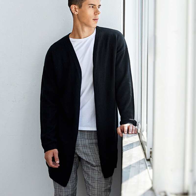 

Guys Open Front Solid Cardigan, Black
