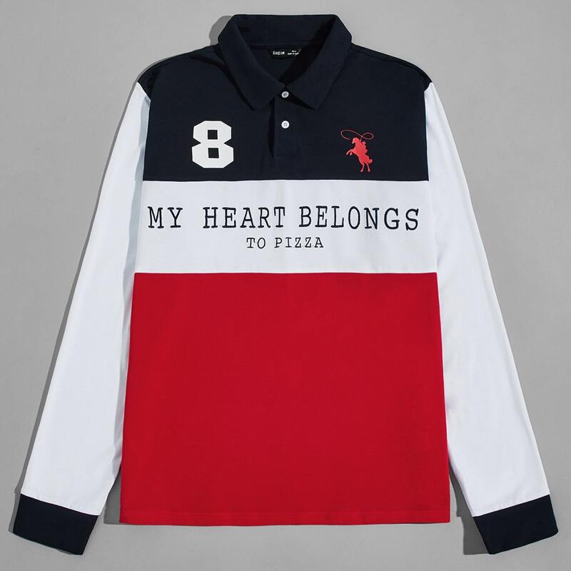 

Guys Slogan Graphic Colorblock Polo Shirt, Multicolor