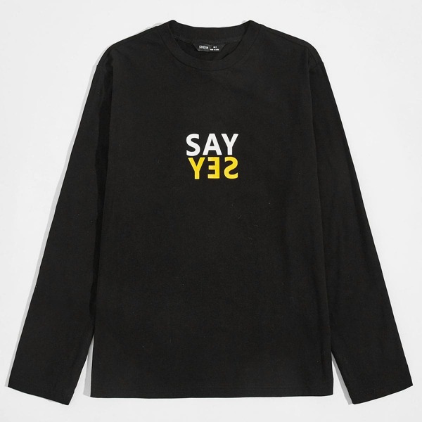 

Men Slogan Graphic Tee, Black