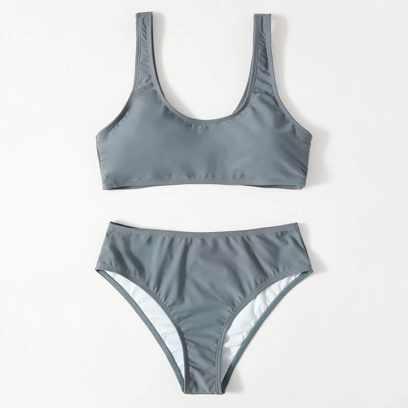 

Plain Bikini Swimsuit, Dusty blue