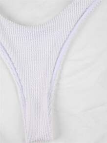 SHEIN Swim Textured Underwire High Cut Bikini Set Summer Beach - White - View 3