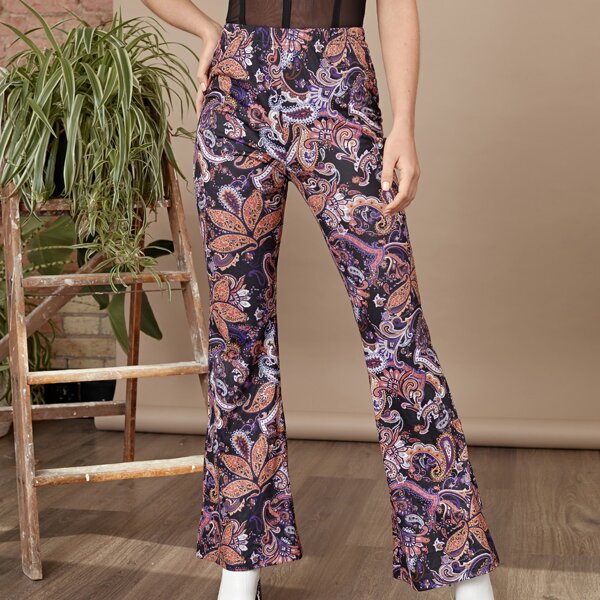 

Paisley Print Flare Leg Pants, Multicolor