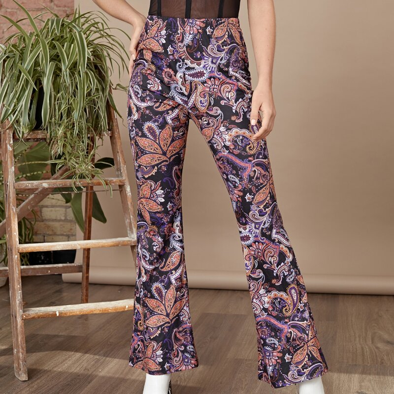 

Paisley Print Flare Leg Pants, Multicolor