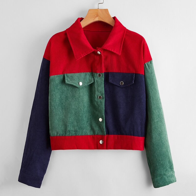 

Colorblock Corduroy Jacket, Multicolor