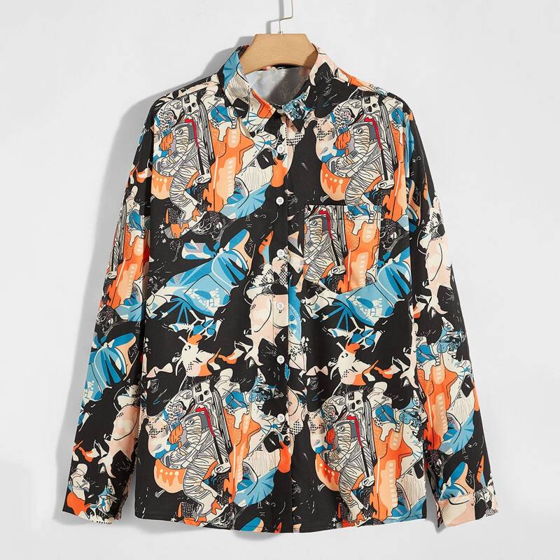 

Guys All Over Print Shirt, Multicolor