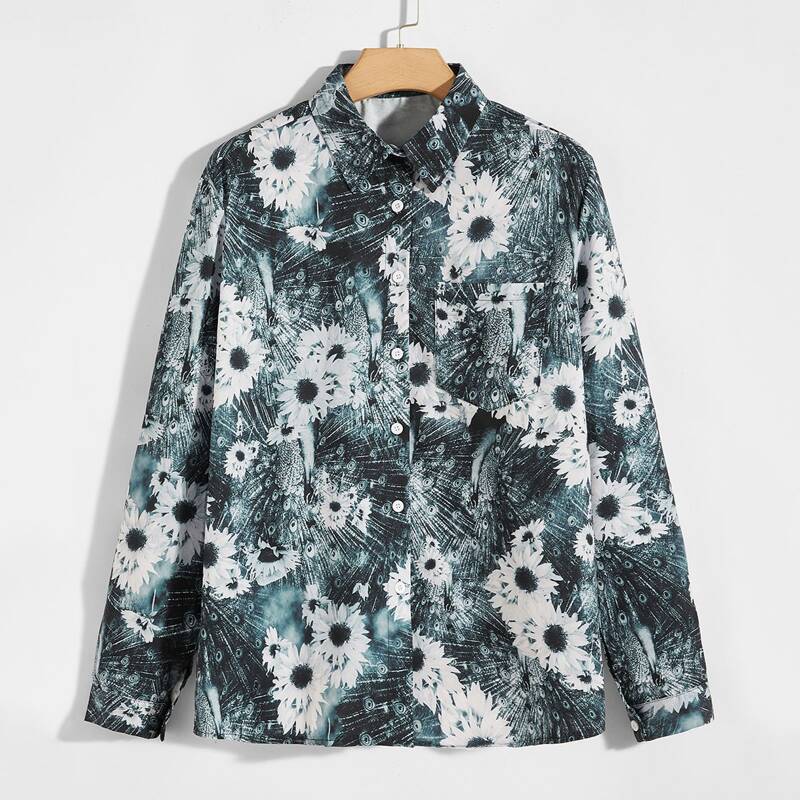 

Guys Sunflower Print Shirt, Multicolor