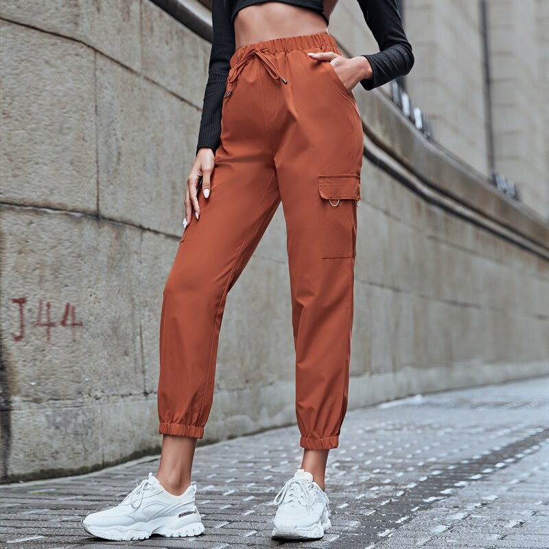 

Drawstring Cargo Pants, Burnt orange