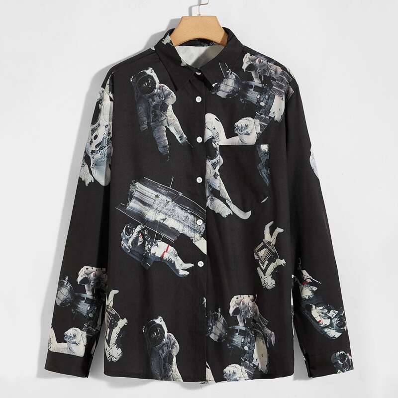 

Guys Spaceman All Over Print Shirt, Multicolor