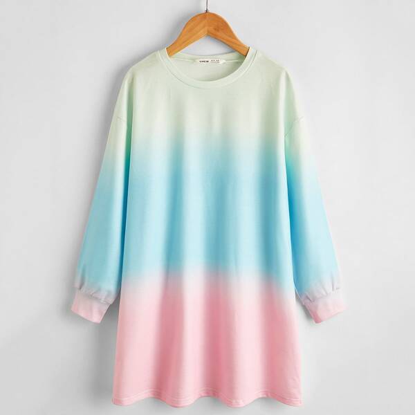 

Girls Ombre Drop Shoulder Sweatshirt Dress, Multicolor