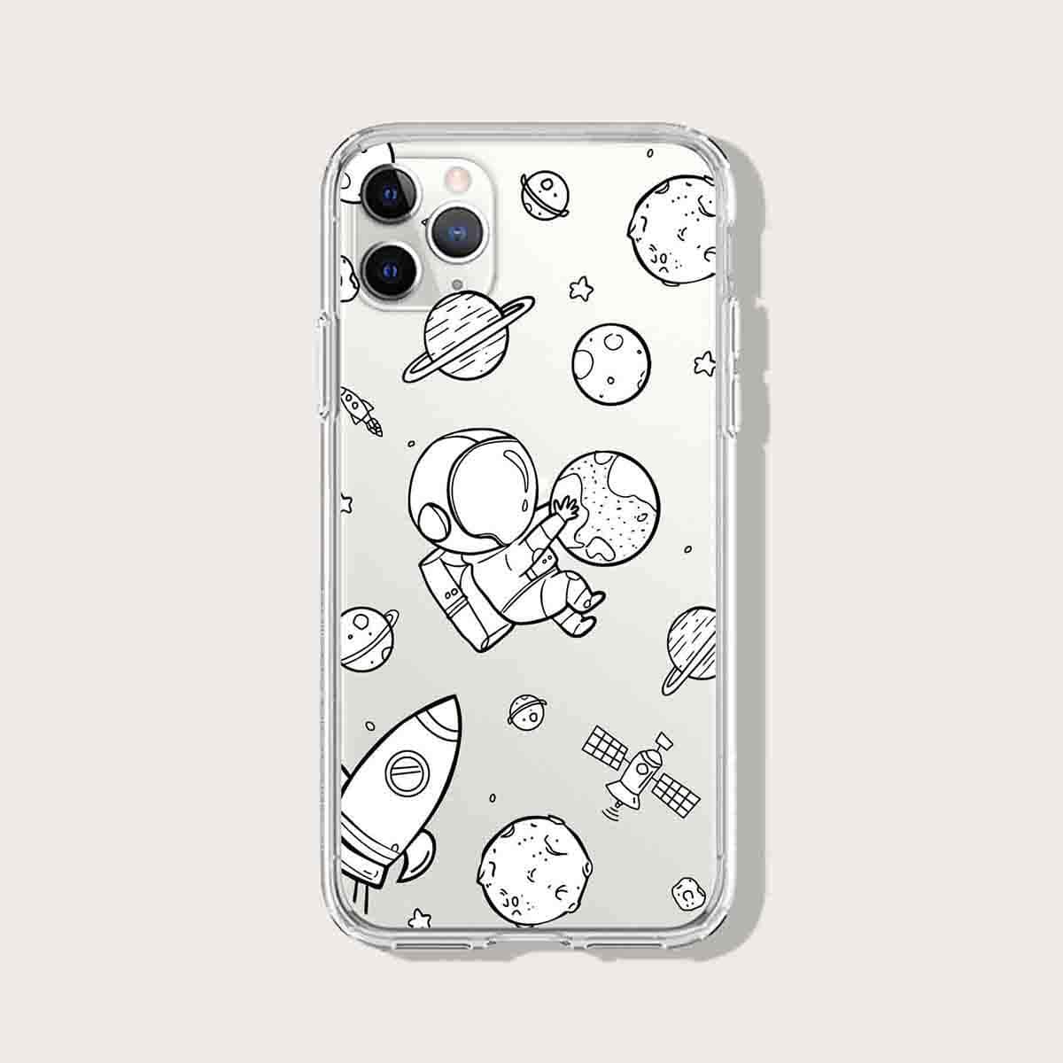 

Astronaut & Planet iPhone Case, Clear