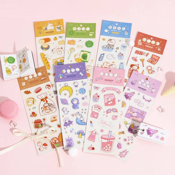 

1sheet Cartoon Graphic Random Sticker, Multicolor
