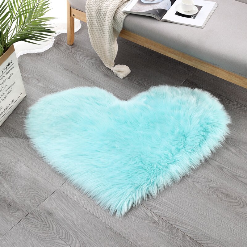 

Heart Plush Shaggy Carpet, Baby blue