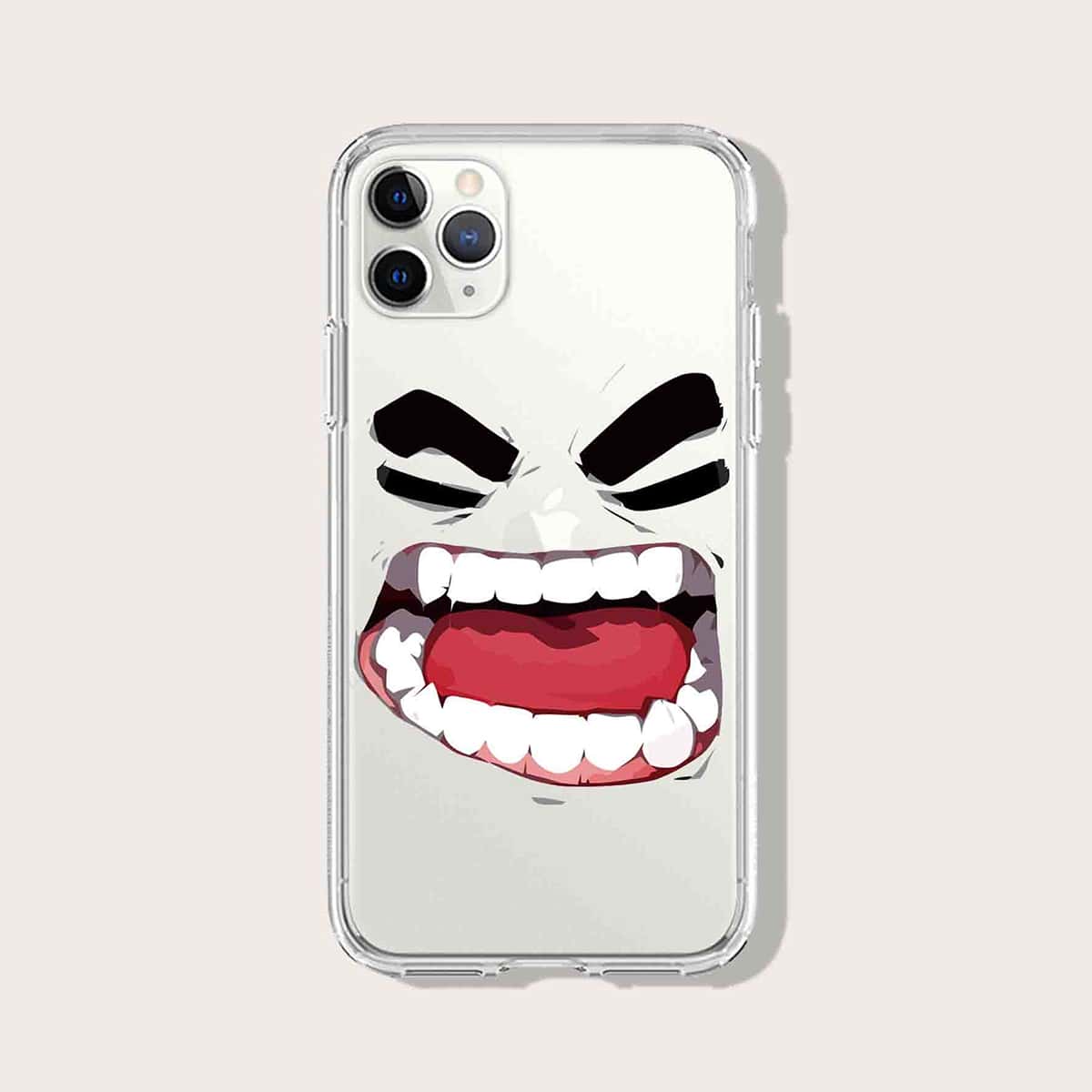 

Cartoon Graphic Clear iPhone Case, Multicolor