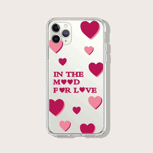 

Heart Print Clear iPhone Case, Multicolor