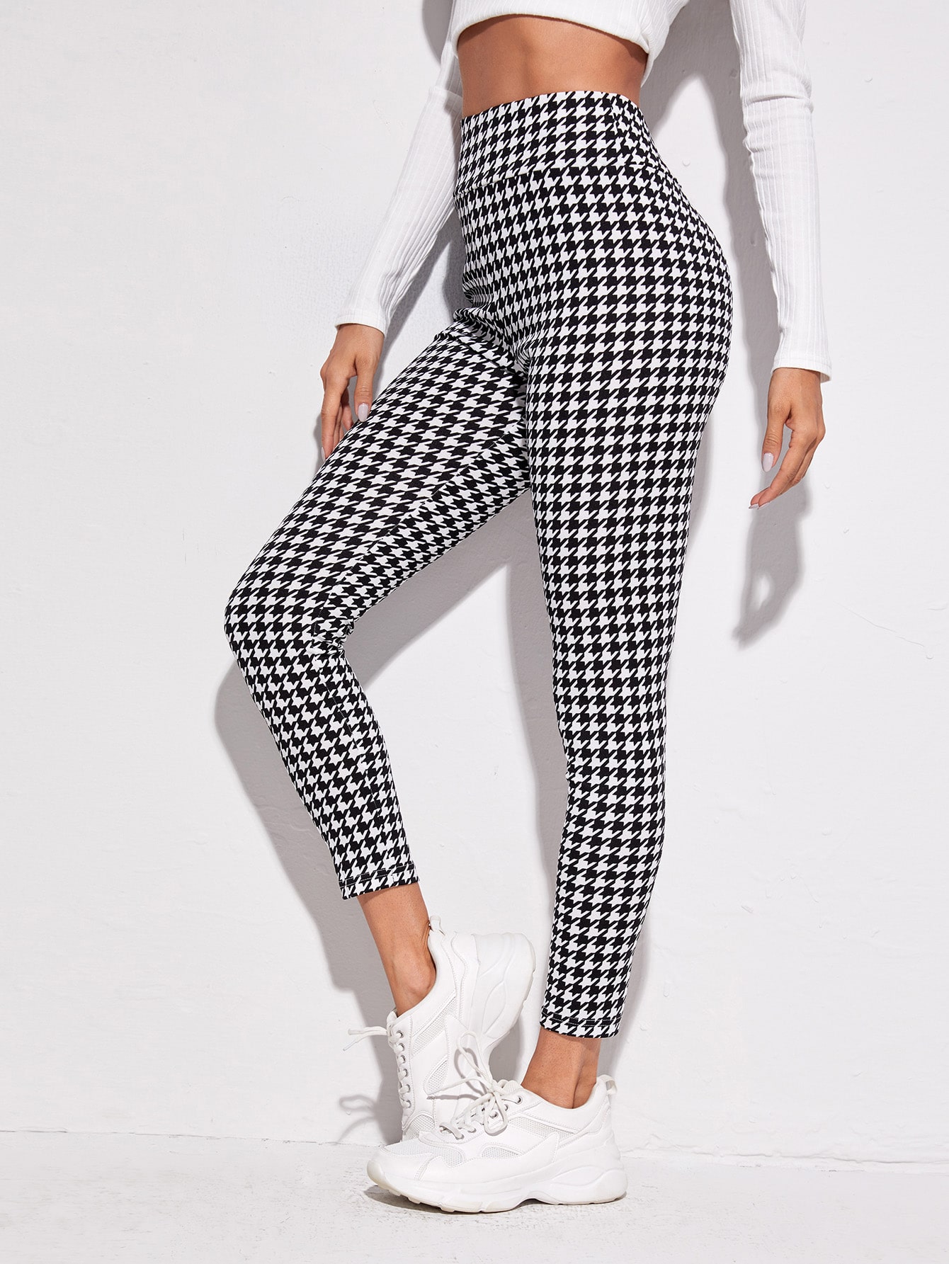 Wide Waistband Houndstooth Leggings thumbnail