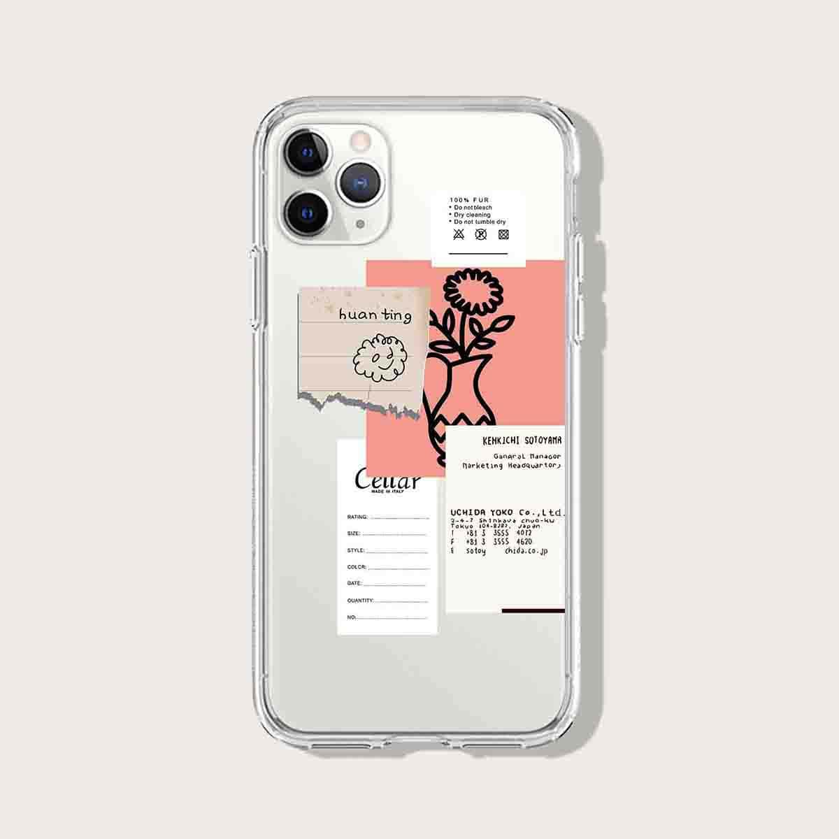 

Tag Print Clear iPhone Case, Multicolor