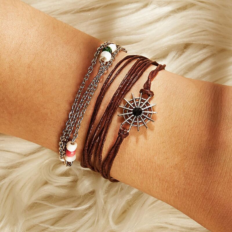 

3pcs Beaded Rope Bracelet, Multicolor
