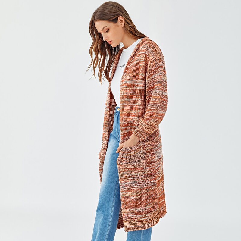 

Pocket Front Space Dye Hooded Cardigan, Multicolor