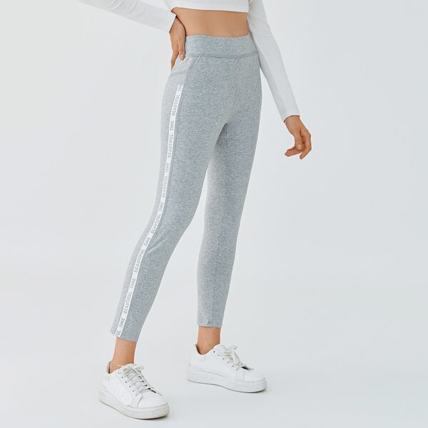 

Letter Graphic Tape Side Leggings, Light grey