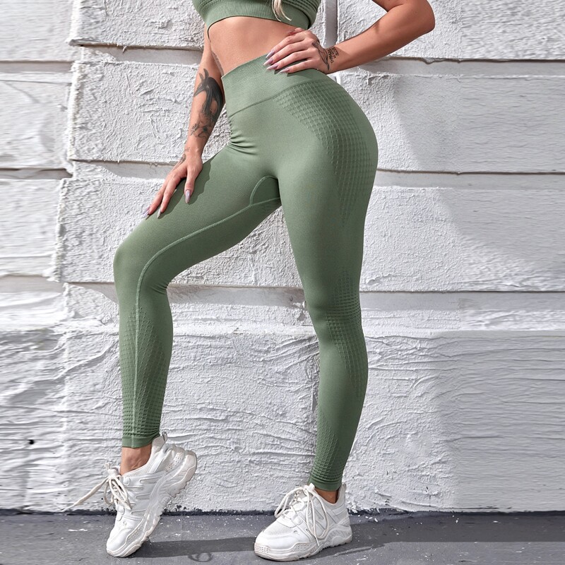 

Wide Band Waist Sports Leggings, Army green