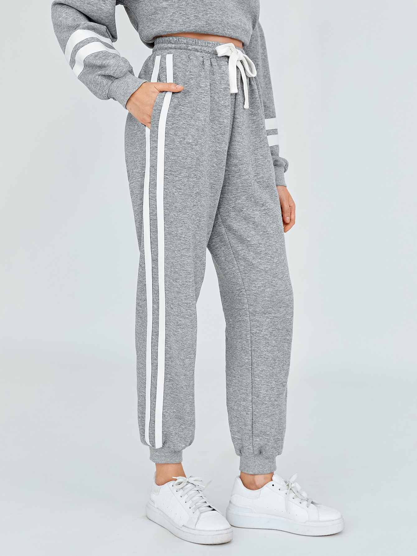 Drawstring Waist Striped Tape Sideseam Sweatpants thumbnail